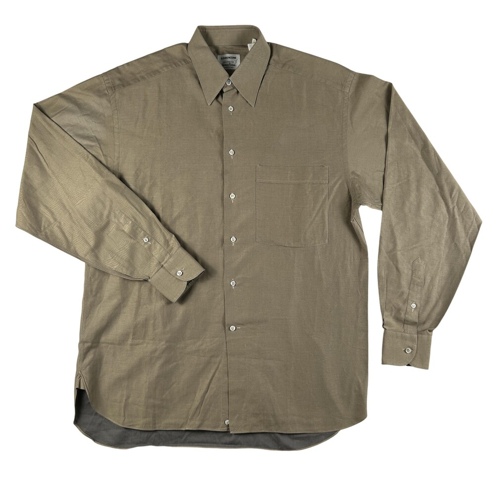 Vintage Lorenzini Neiman Marcus Dress Shirt Mens XL Solid Twill Cotton Italy